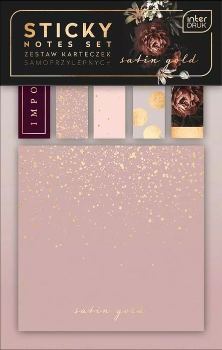 Zestaw karteczek samoprzylepnych Satin Gold. Interdruk