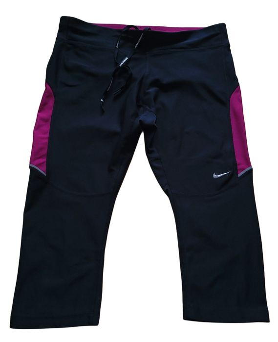 Czarno-różowe legginsy ¾ – Nike – M