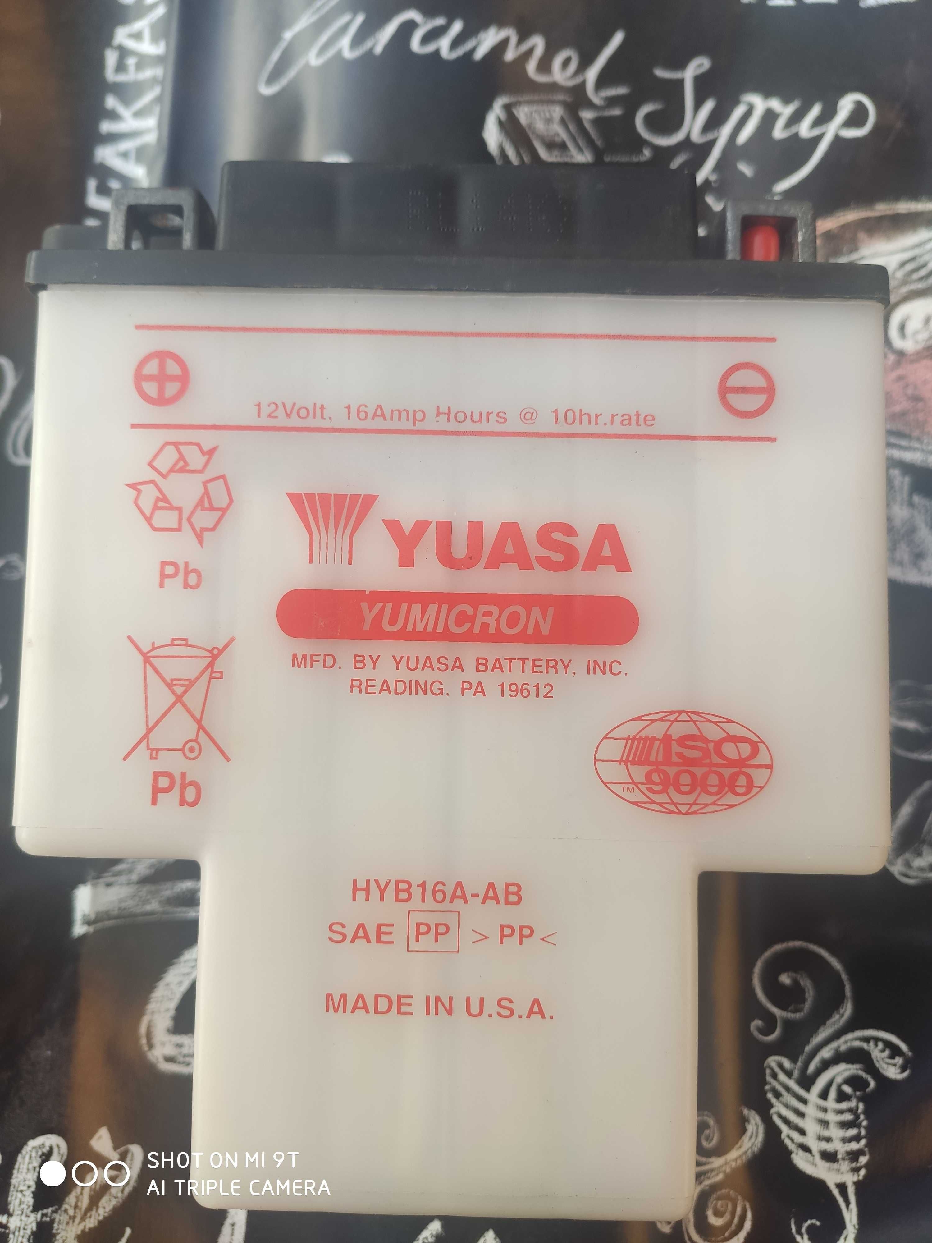 Akumulator motocyklowy 12V 16Ah Yuasa Yumicron HYB16A-AB, nowy