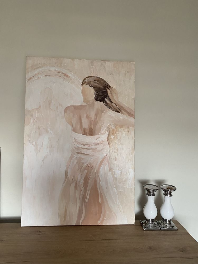 Obraz recznie malowany kobieta w lustrze 60x90