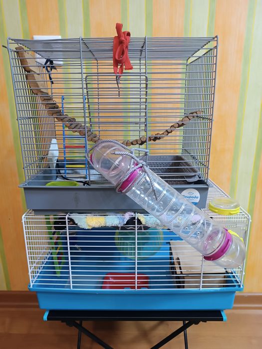 Двойная Клетка для грызунов хомяков крыс с лотком.Общяя высота: 56,7см