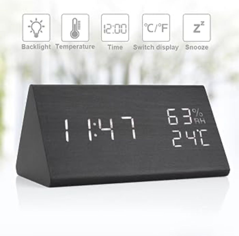 Cyfrowy Drewniany Zegar nbpower digital alarm clock