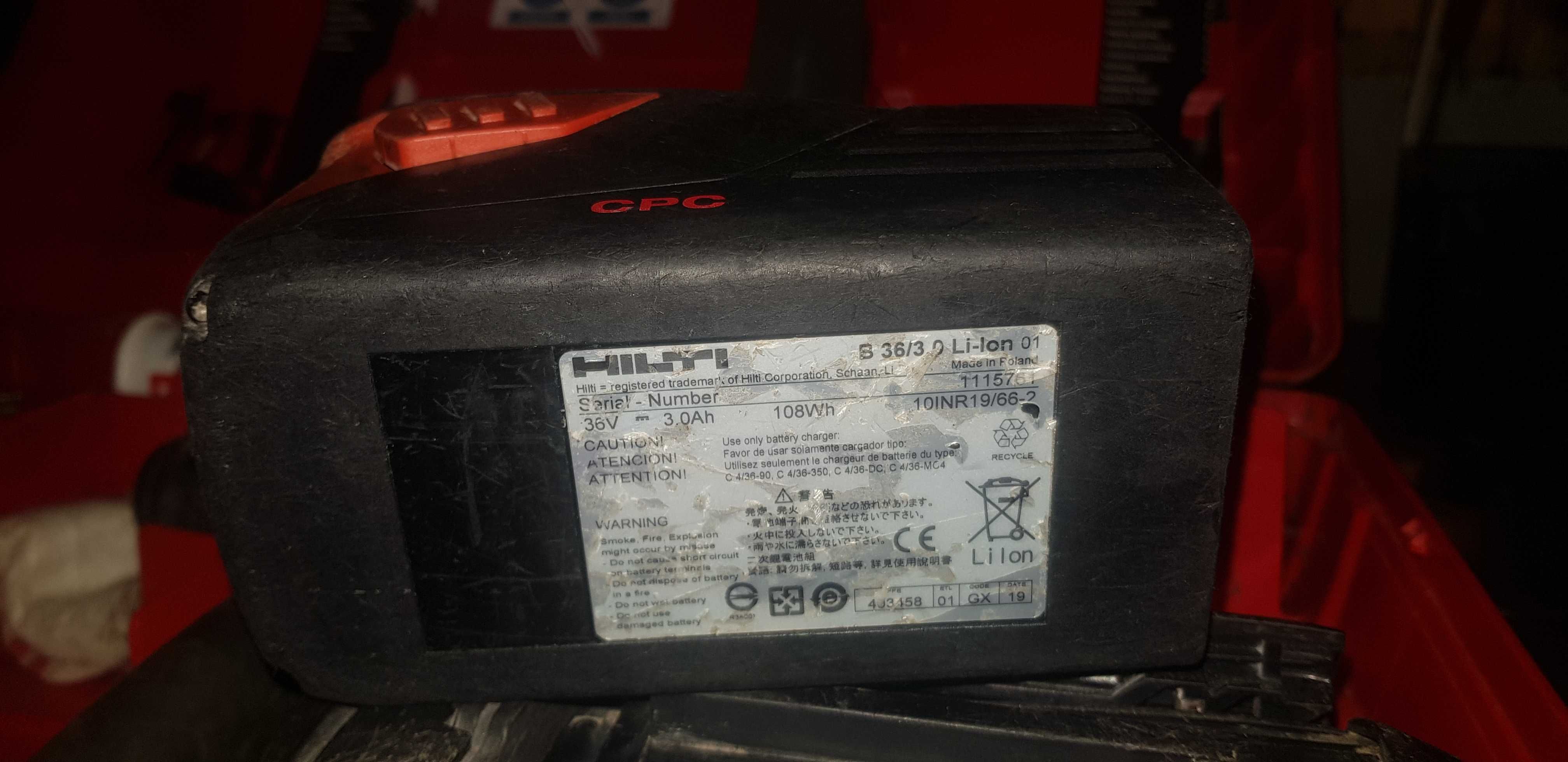 Bateria de lítio HILTI 36V 3.0 Ah