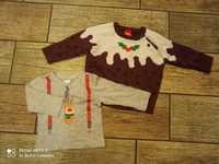 Wyprzedaż! Święta zestaw - sweterek świąteczny i bluzka 74
