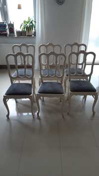 6 krzeseł art deco zabytkowe  biało beżowe