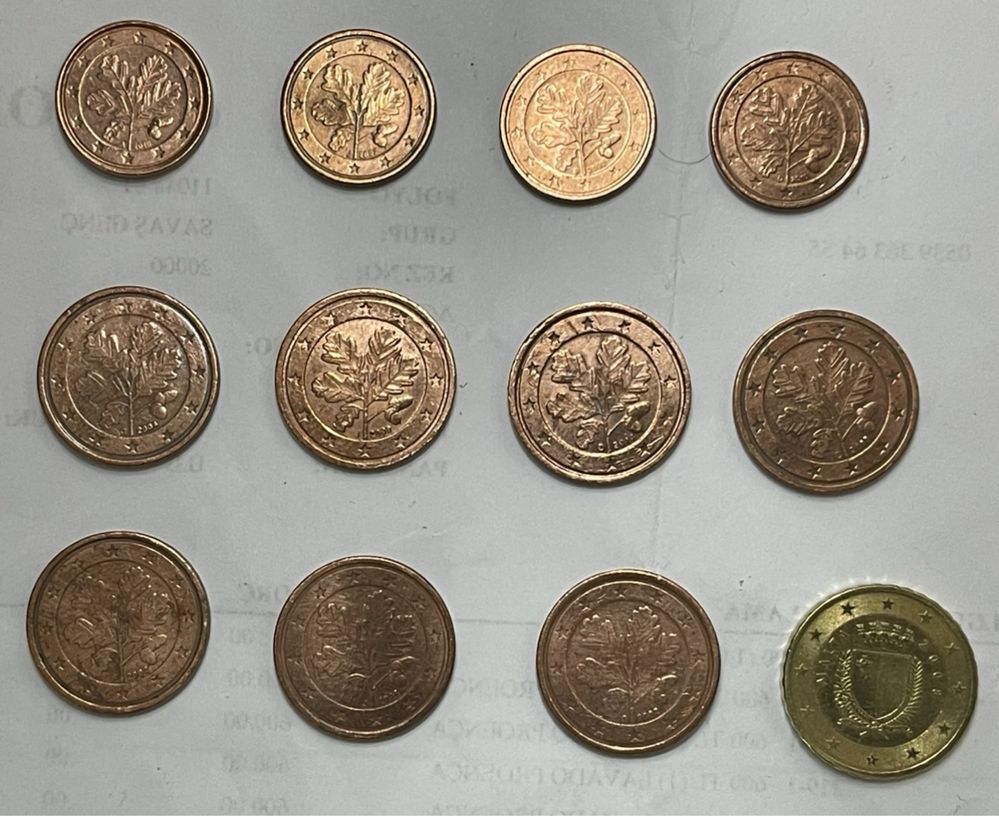 Moeda 0,1 cent- 2002 Duas (J) (F) carvalho “LOTE varias moedas
