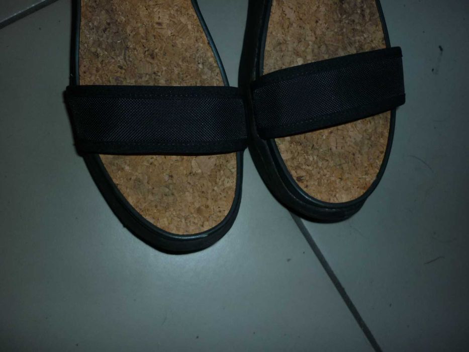 Vagabond sandały skóra tkanina korek na platformie