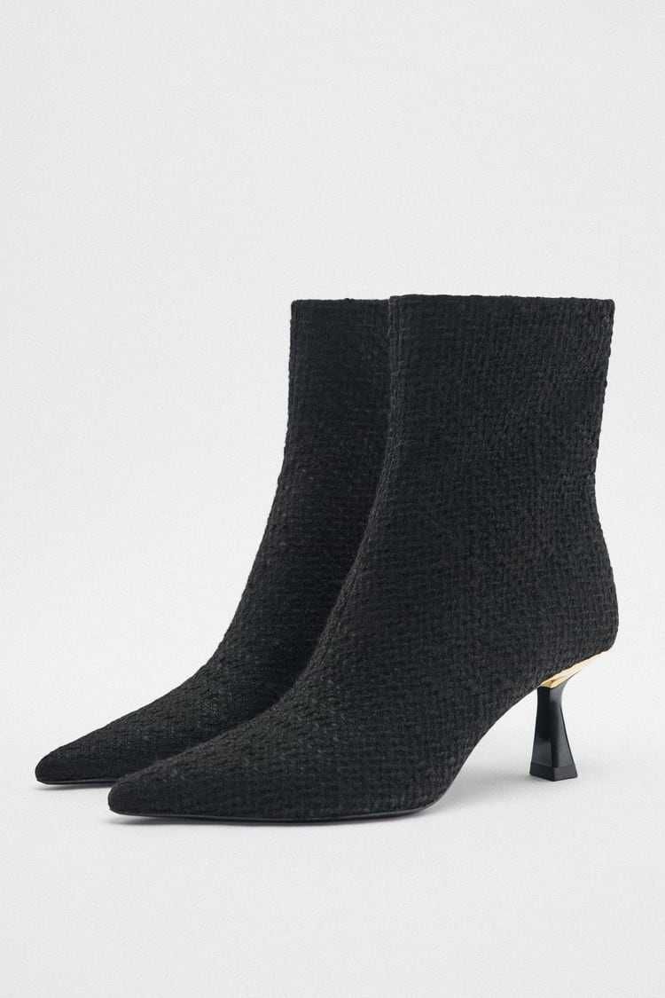 Botins em tweed preto da Zara