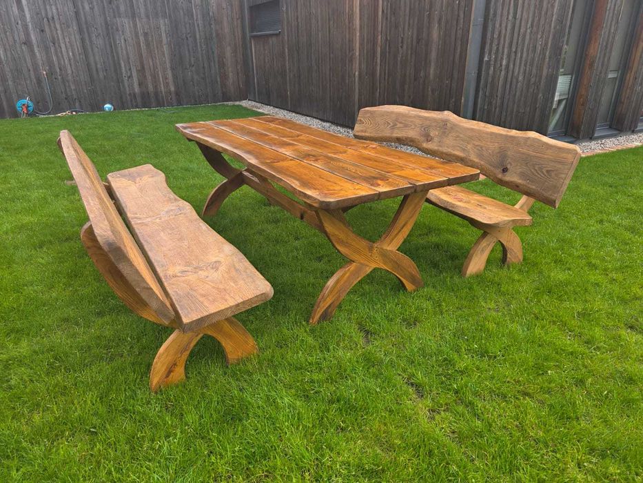 Komplet mebli ogrodowych z litego drewna świerkowego solidne PROMOCJA