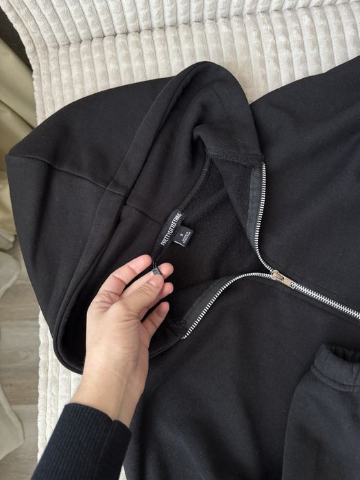 Худі зіпка з завʼязками у стилі Zara чорний утеплений S/36 mex.26