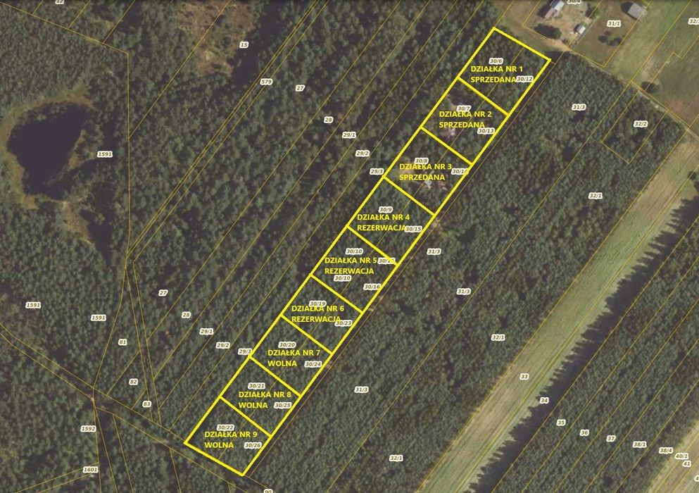 Tomawa - działki leśne z warunkami zabudowy, powierzchnia ok 2000m2.