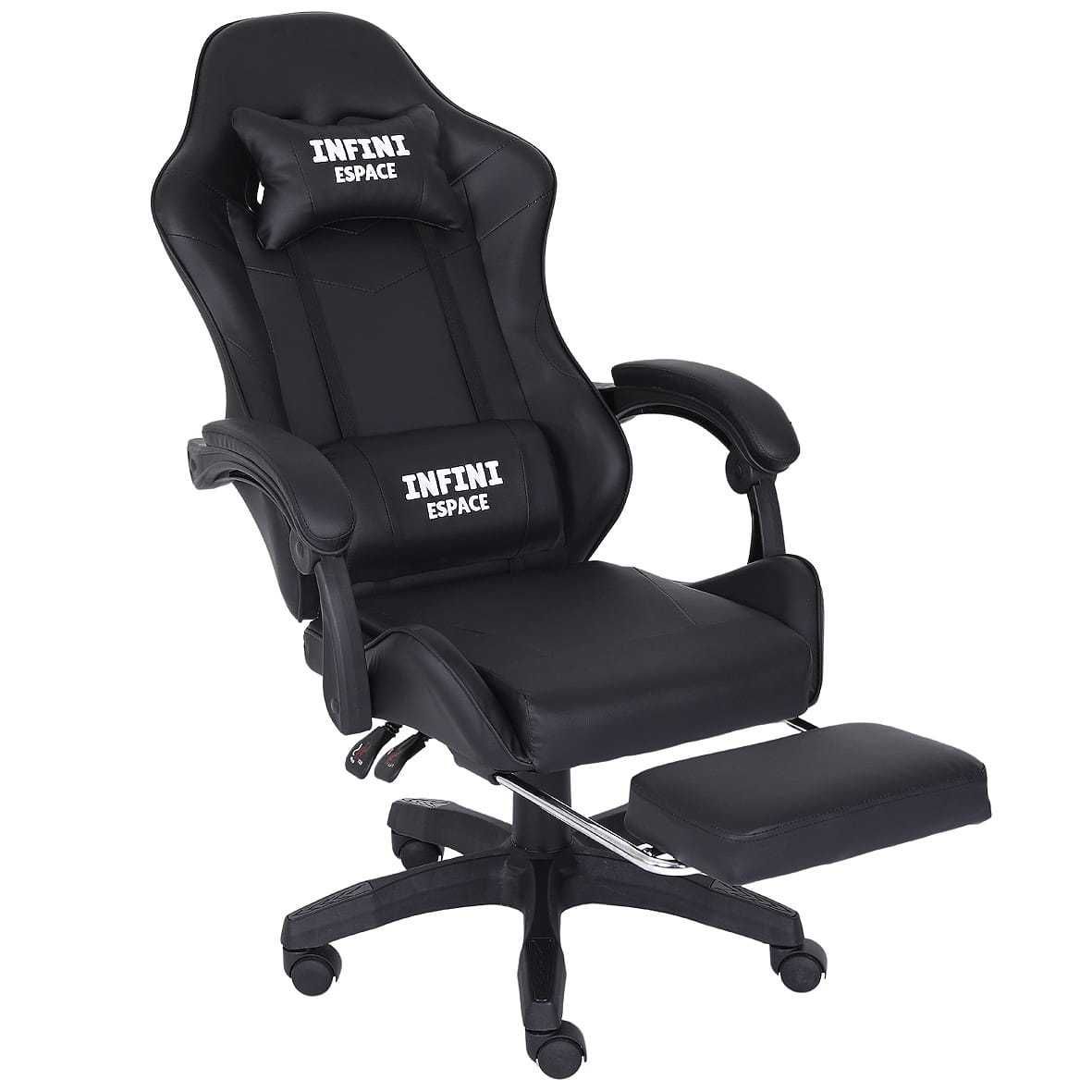 Fotel Gamingowy z podnóżkiem INFINI ESPACE Black