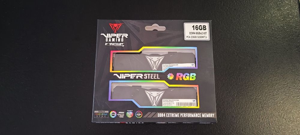 RAM Patriot Viper steel DDR4 RGB 2x8 16GB, 3200Mhz, CL16