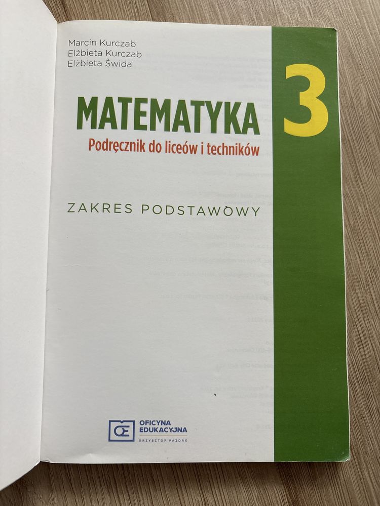Matematyka 3, podrecznik , zakres podstawowy