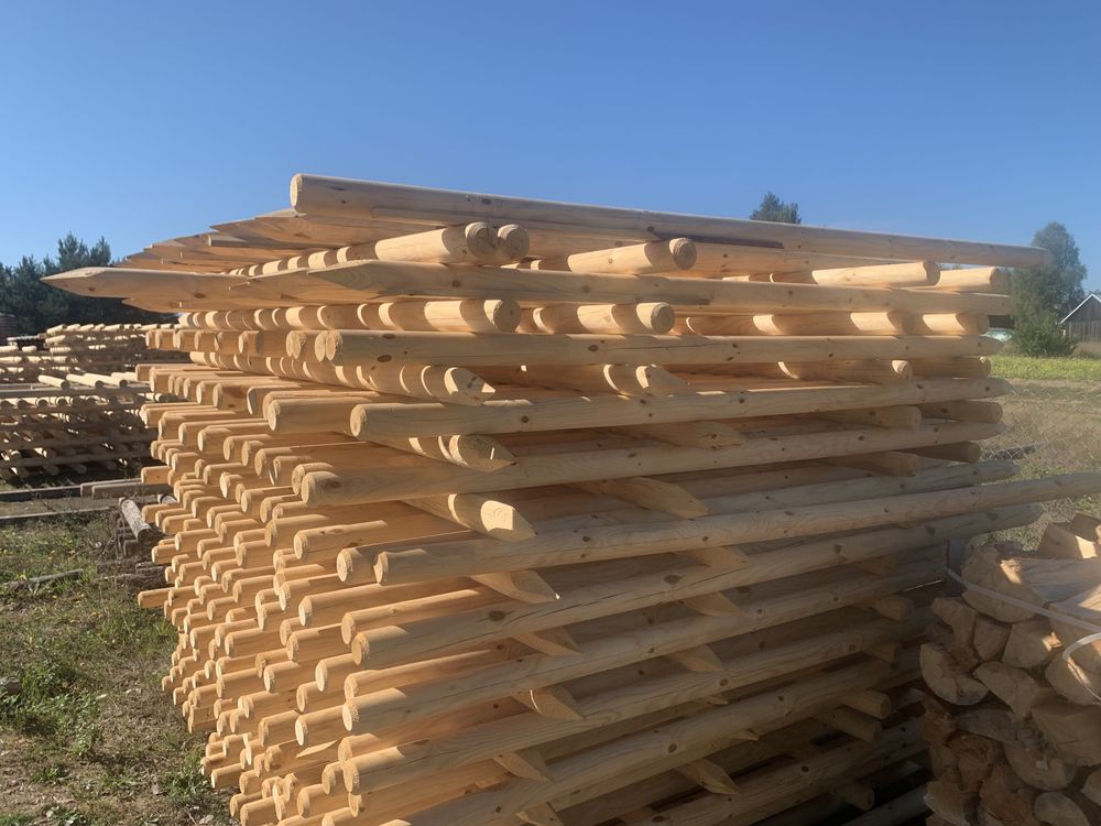 Palisada drewniana, toczona, słupki do ogrodzen, paliki do drzewek