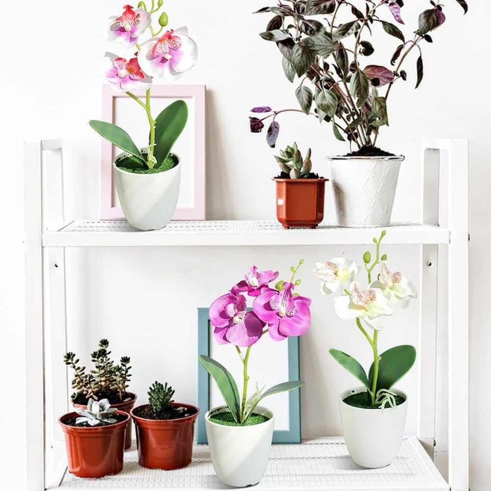 Sztuczne storczyki 3 szt kwiaty orchidei sztuczne orchidee + doniczki