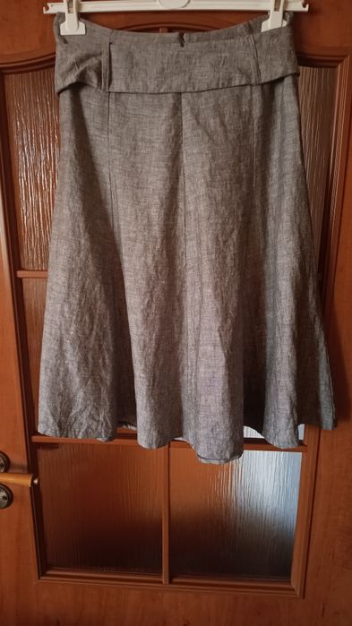 Camaíeu Hiszpańska spódnica lniana o kloszowym kroju, 100% Len, Roz S/