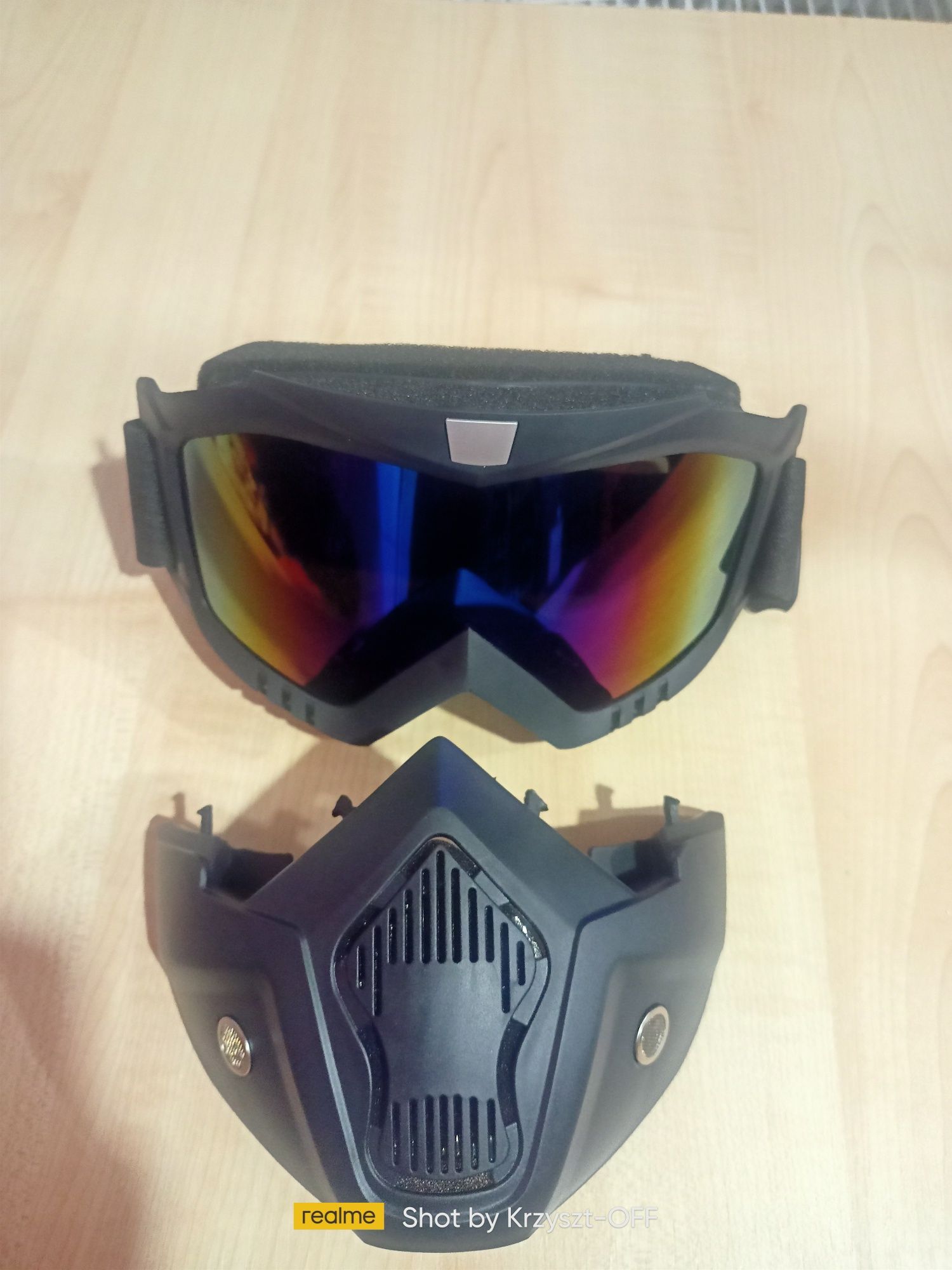 NOWA maska z goglami (ROZŁĄCZANA) - rower, narty, quad, paintball etc.