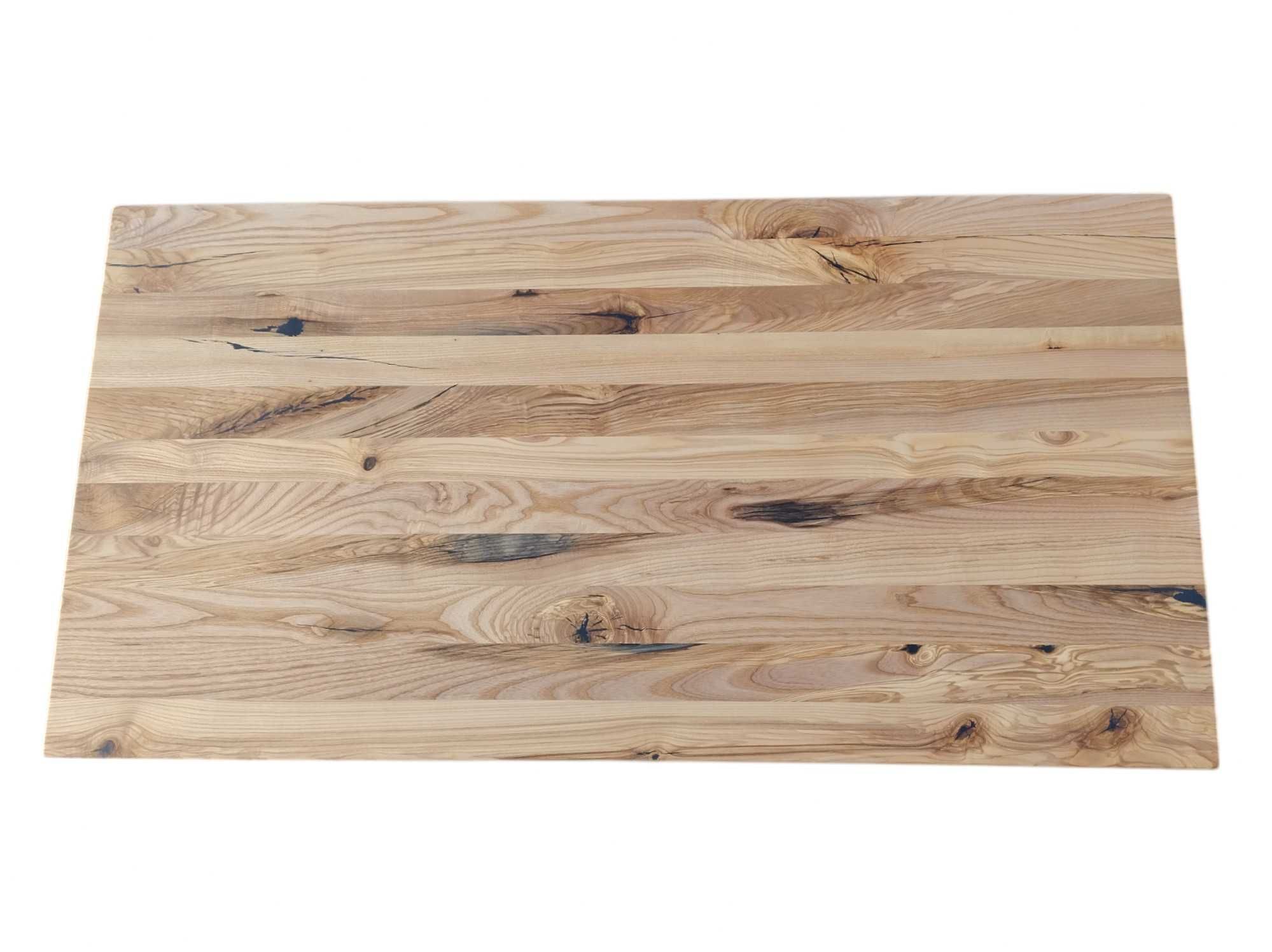 Blat z Litego Drewna Jesion Rustykalny 119x62x2,6cm Gotowy Olejowany