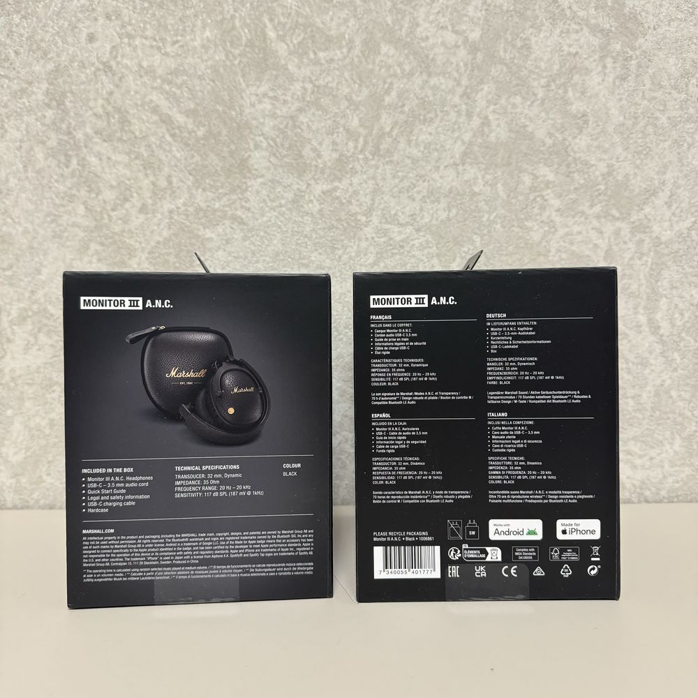 Наушники Marshall Monitor lll 3 ANC black Новые Оригинальные