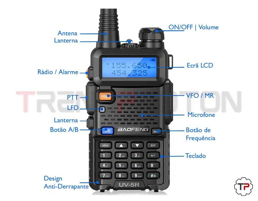 Walkie Talkie UV-5R 10km caça/airsoft/sobrevivência