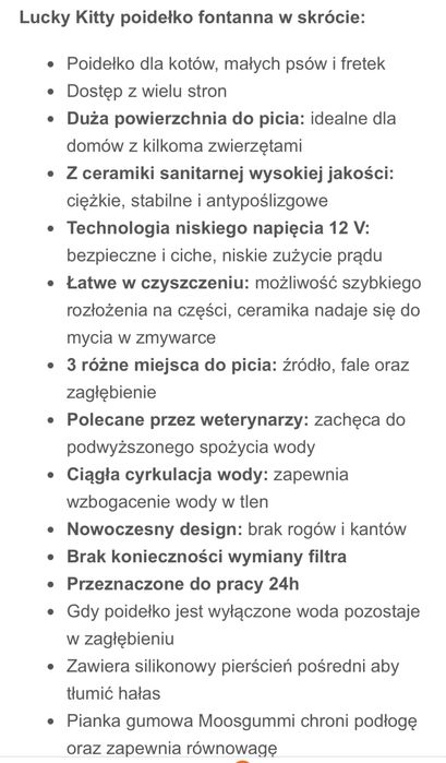 Poidełko ceramiczne/fontanna dla kota