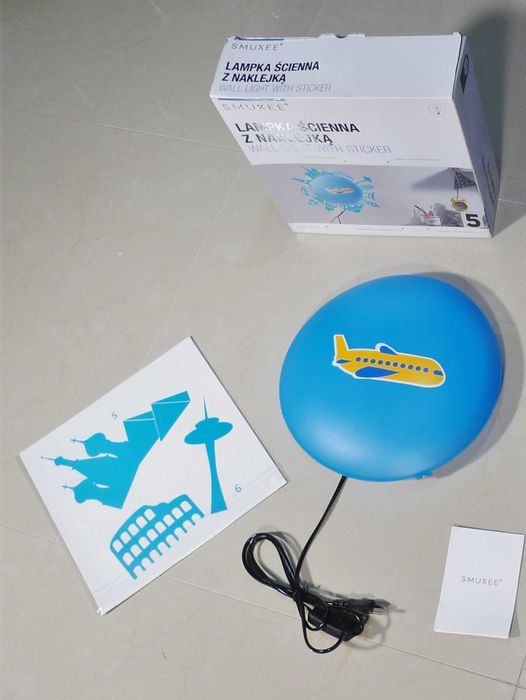 Lampa kinkiet samolot pokój dziecięcy sypialnia naklejka dekoracyjna