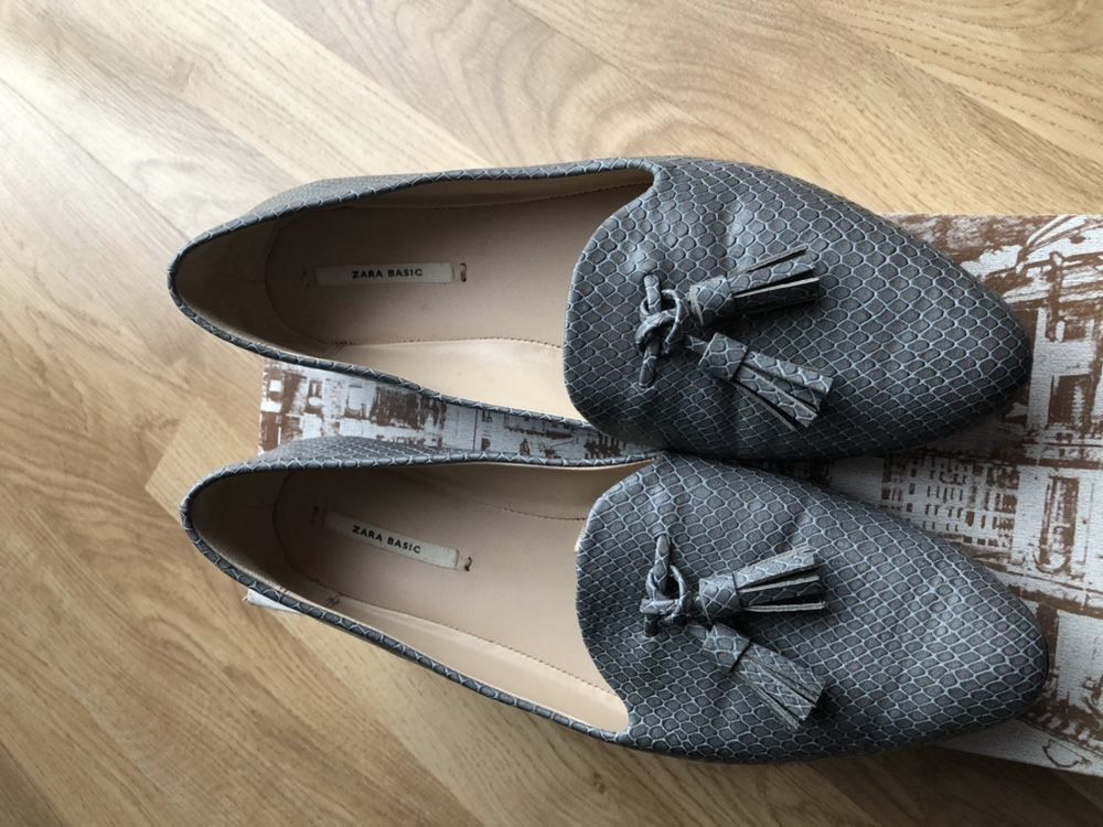 Zara mokasyny 38 szare