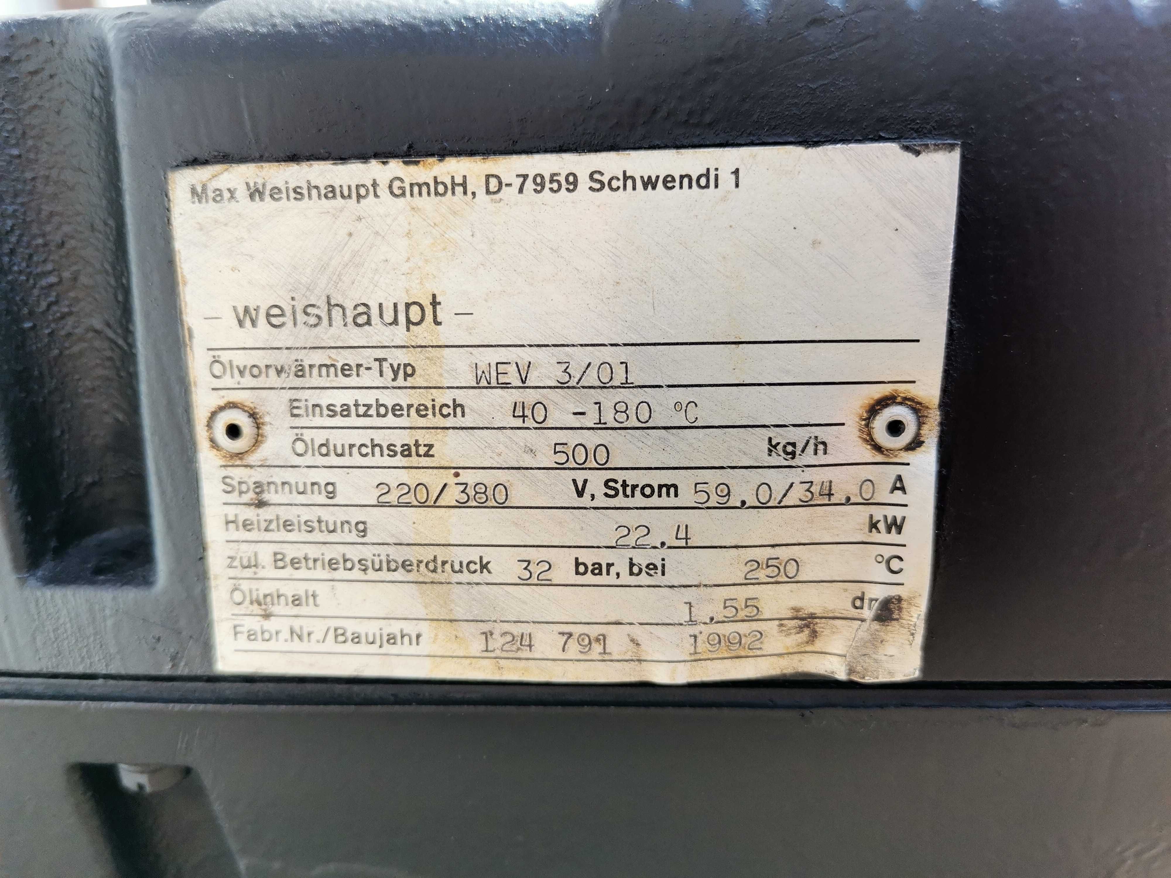 Weishaupt podgrzewacz oleju 22,4kW