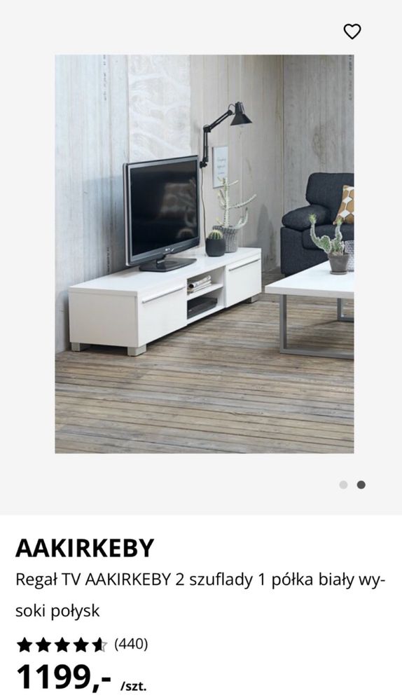 Regał TV  tv szafka stolik rtv 2 szuflady 1 półka biały wysoki połysk