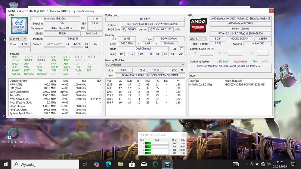Piękny i MOCNY HP 840 G5 i5-8th/16GbDDR/256SSDNVME/Radeon/BateriaOK