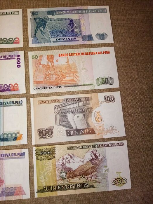 PERU 12 Notas 9 NÃO CIRCULADAS 8 da mesma Série 1 não, 3 em BEM CONSER