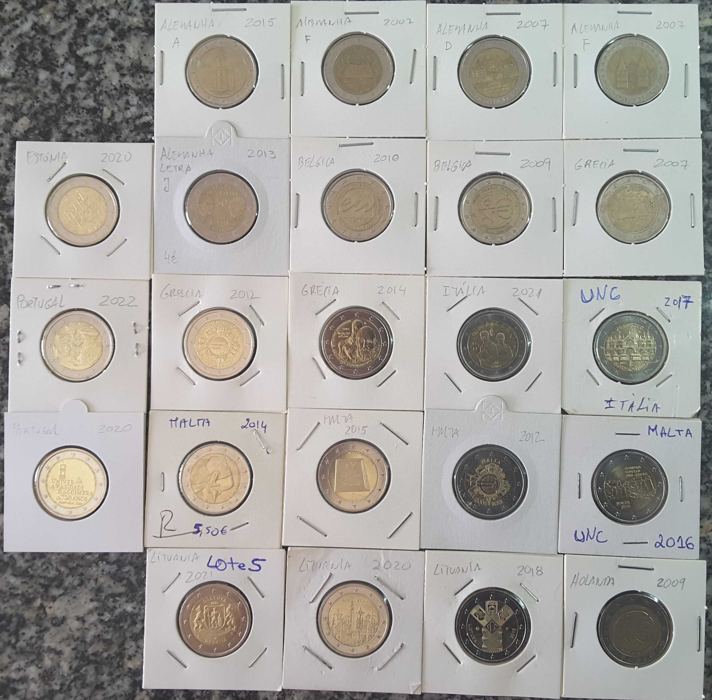 Conjunto de moedas 2 euros comemorativas