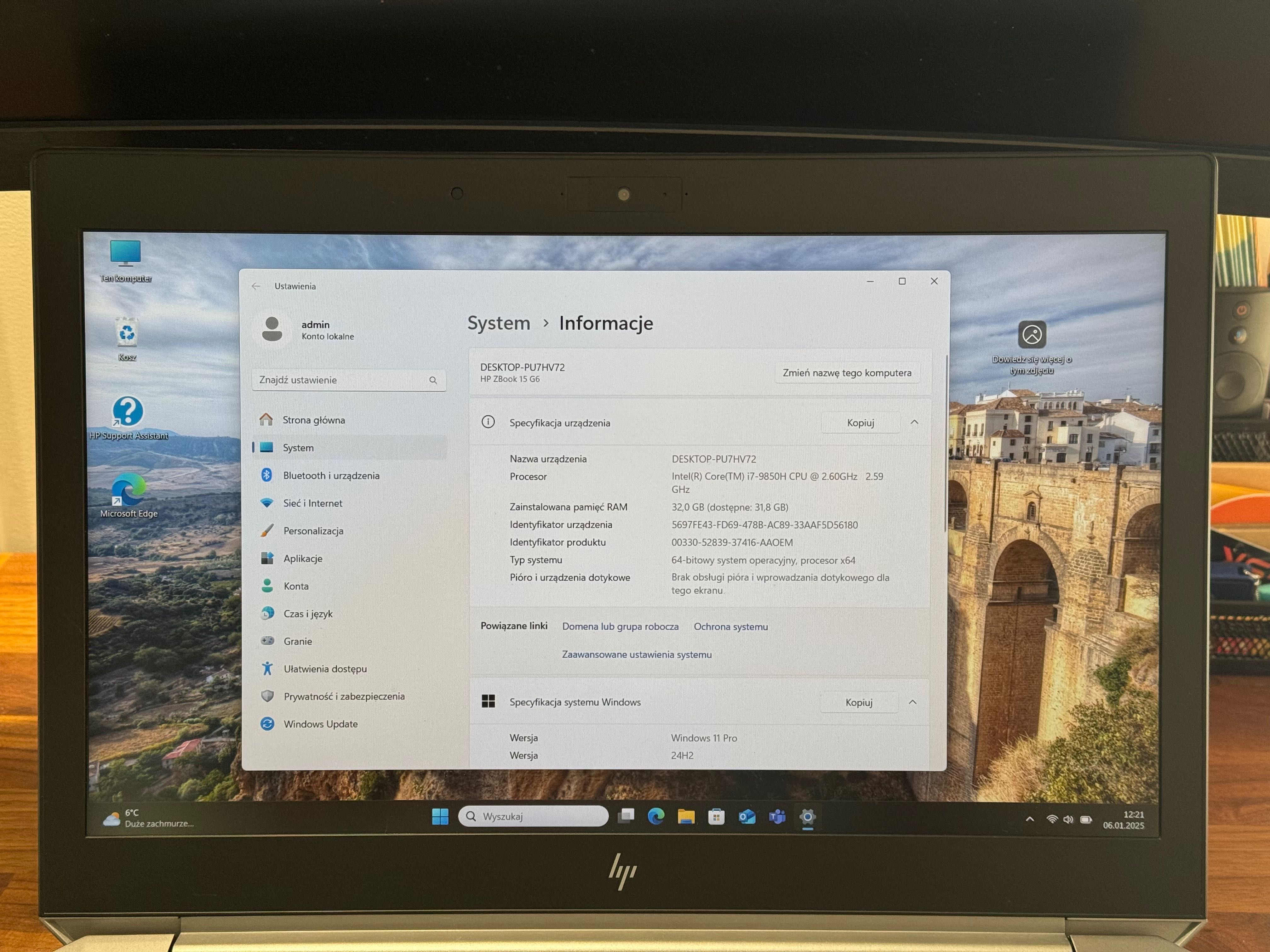 HP Zbook 15 G6 - Core i7-9850H, 32GB RAM, 768GB SSD, Win 11 Pro