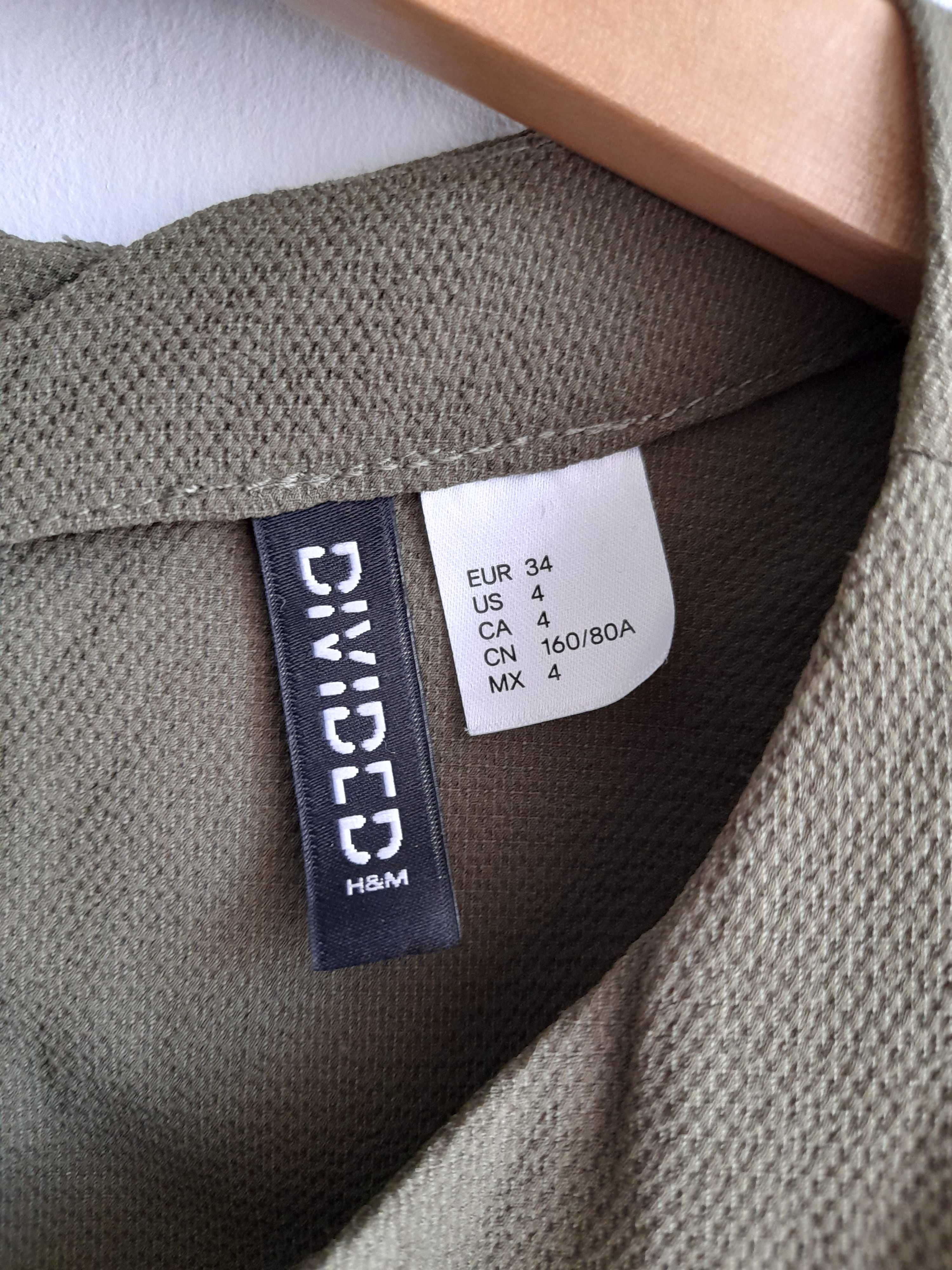 Sukienka khaki rękawy 3/4 H&M Divided