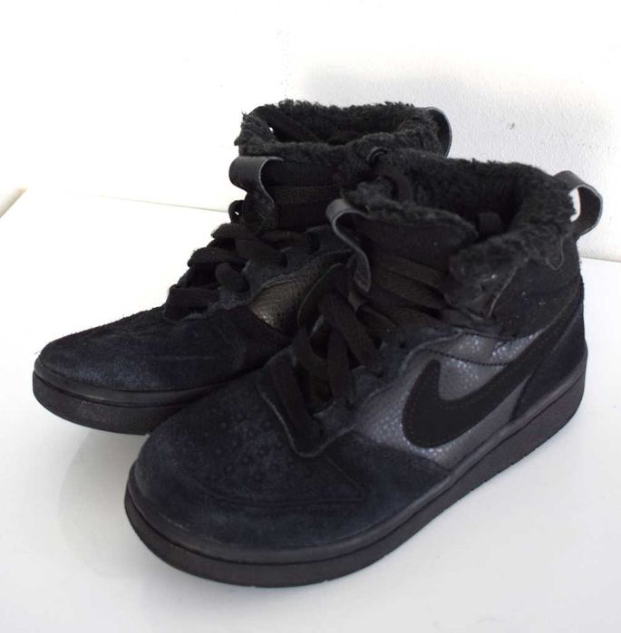 Buty Nike Court Borough sneakersy czarne wysokie ocieplane 31 ,5