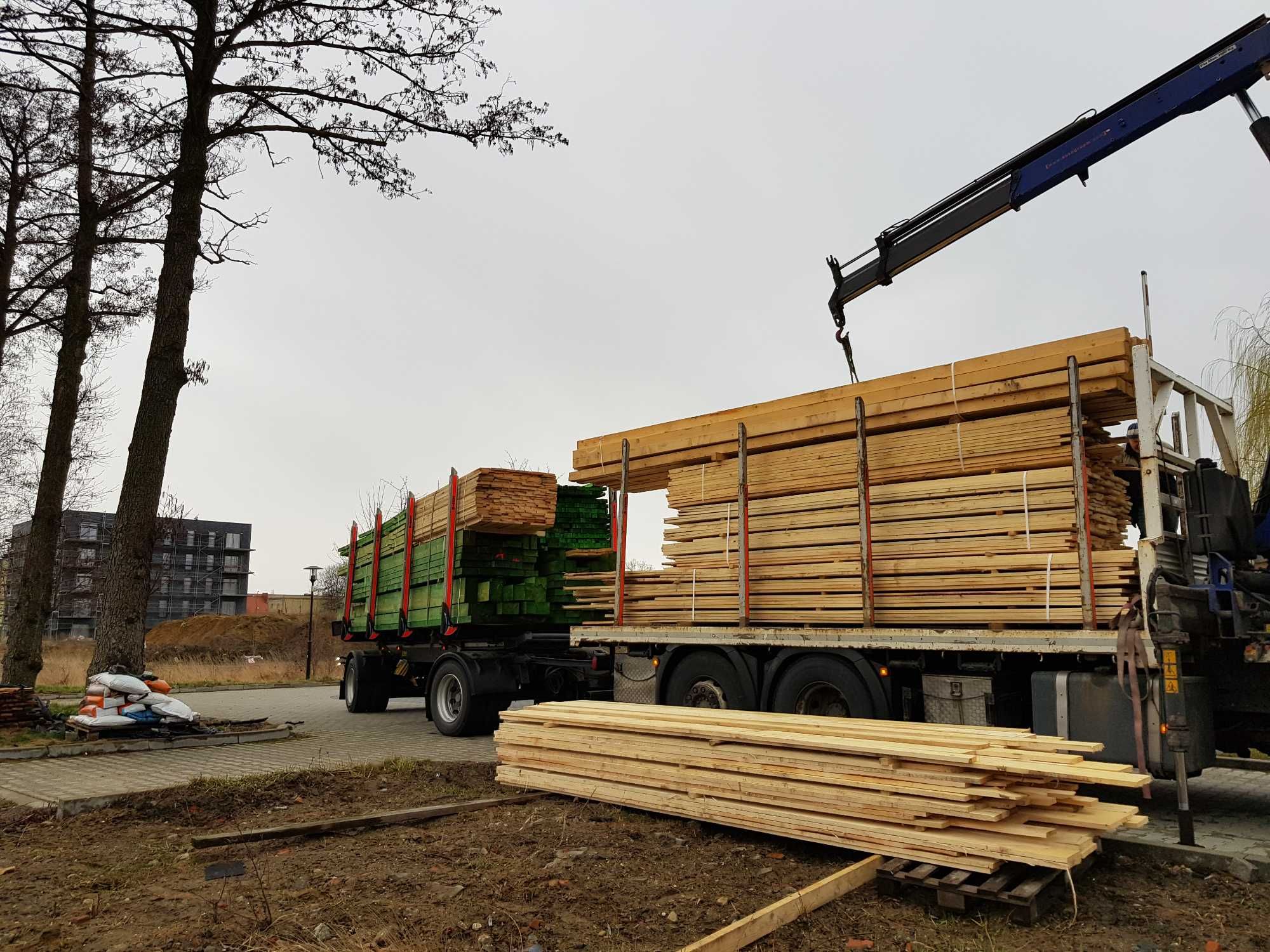 Więźba dachowa drewno konstrukcyjne kantówki ŚLĄSK transport HDS