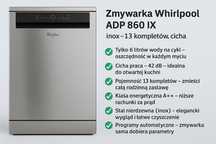 Cicha zmywarka Whirlpool ADP 860 IX – tylko 6 l wody / cykl 60 cm