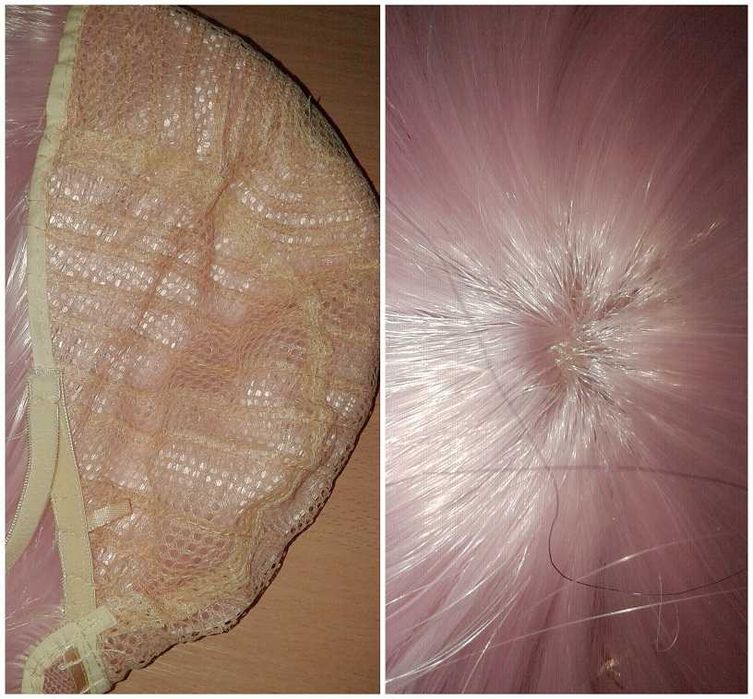 Długa prosta jasna różowa peruka z grzywką pastelowa cosplay wig 002