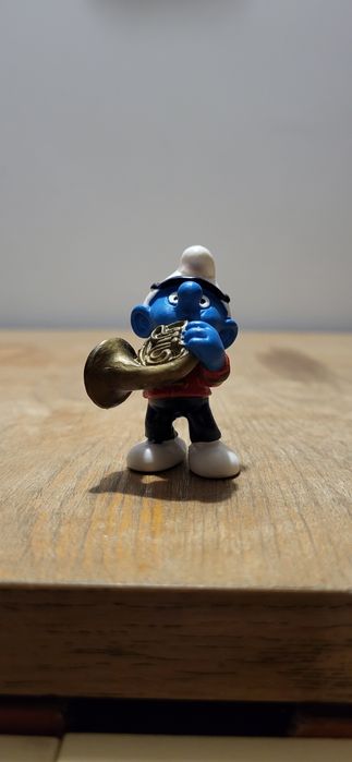 Schleich smerf smurf z trąbką orchiestra figurka model wycofany z 2001