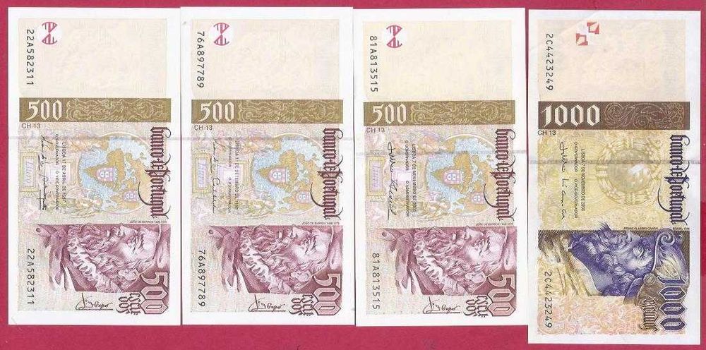 Portugal  as Ultimas Notas de Escudos    7 Notas datas diferentes