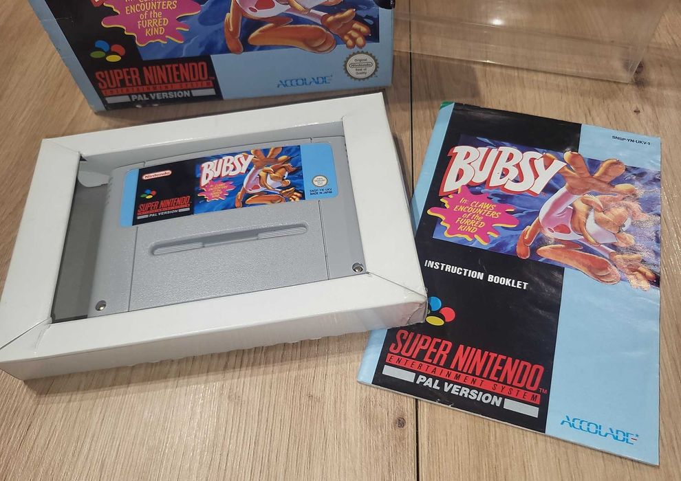 Gra Bubsy - NINTENDO SNES - DB- stan CIB Komplet +Protektor