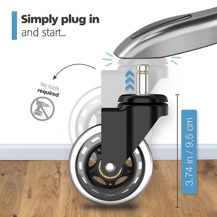 kółka obrotowe do krzeseł biurowych fotela 5 szt. 22x10mm ravn haman