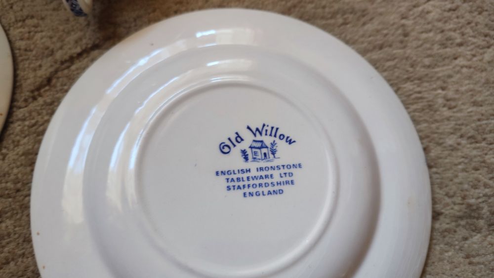 Angielska Porcelana Old Willow Filizanki Miseczki Talerzyki
