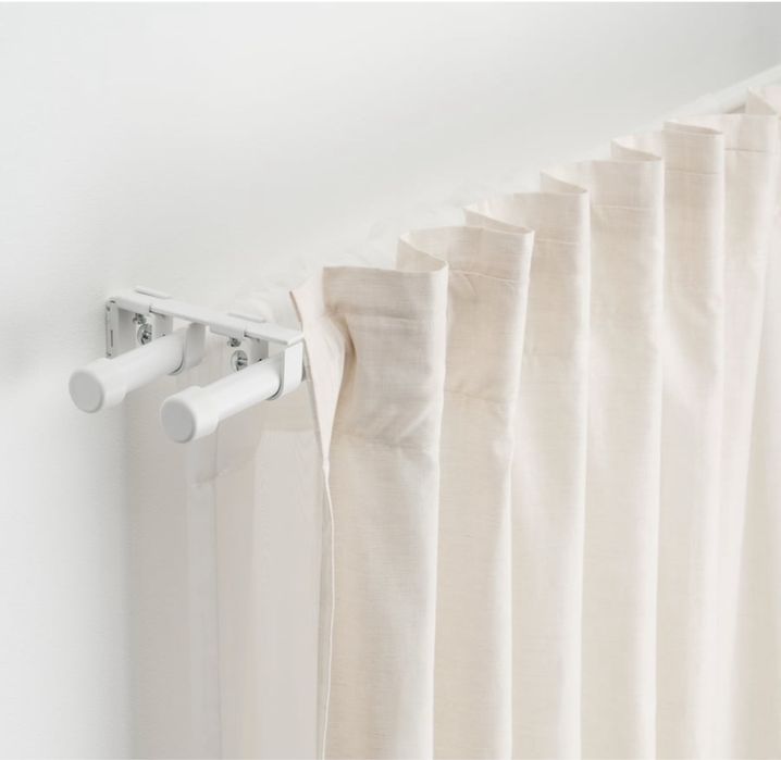 BEKRÄFTA Podwojny karnisz, komplet, biaty, 120-210 cm 19 mm