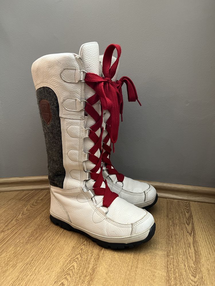 Buty skórzane wysokie kozaki ociepane wiązane tommy hilfiger