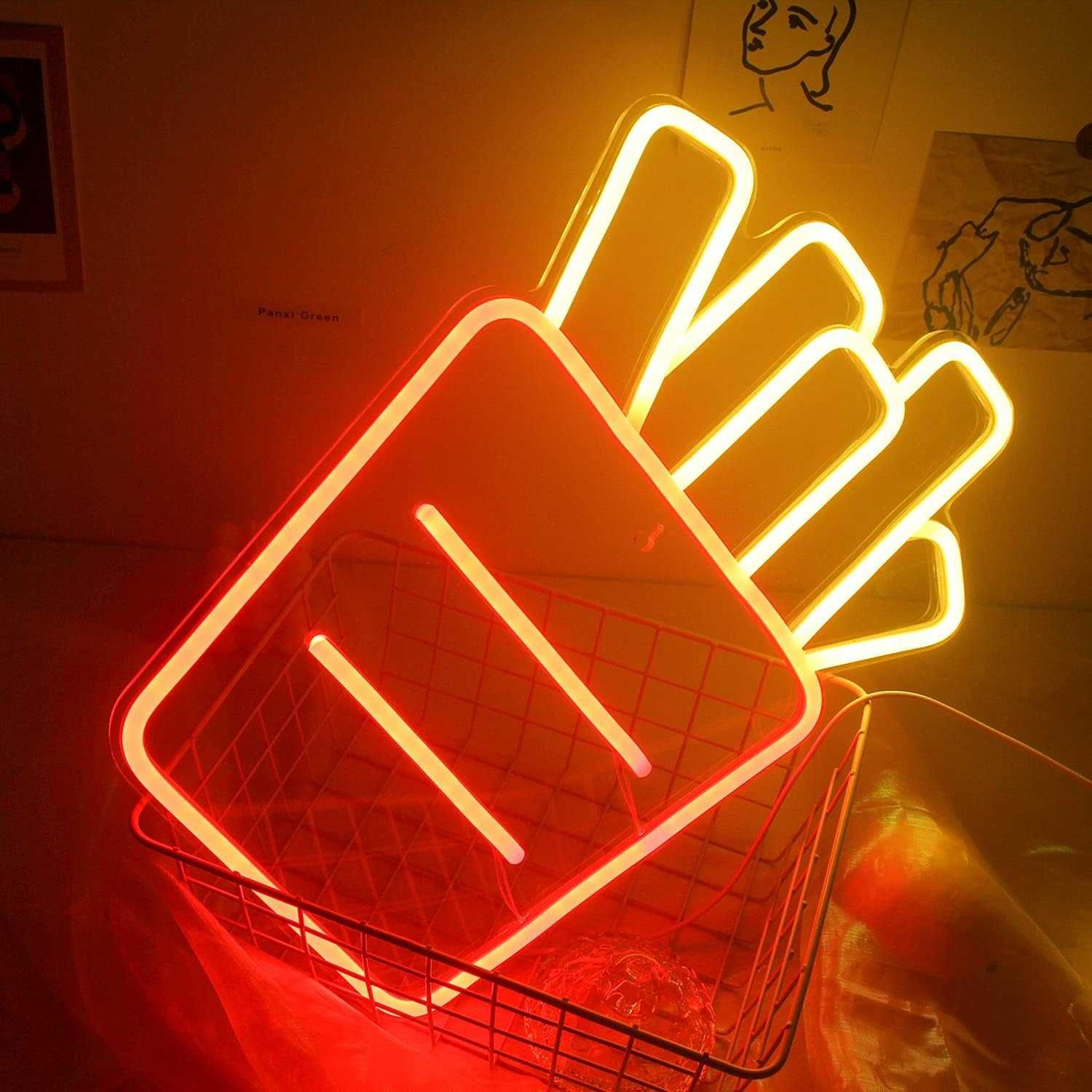 Sinal Luminoso Néon LED em Acrílico Forma de Pacote de Batatas Fritas