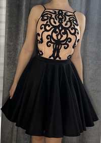 Elegancka sukienka Lou - Czarno-Różowa, Rozmiar XS