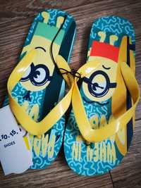 Klapki, japonki, buty na lato dla chlopca 5 10 15, Minionki rpzm 32/33