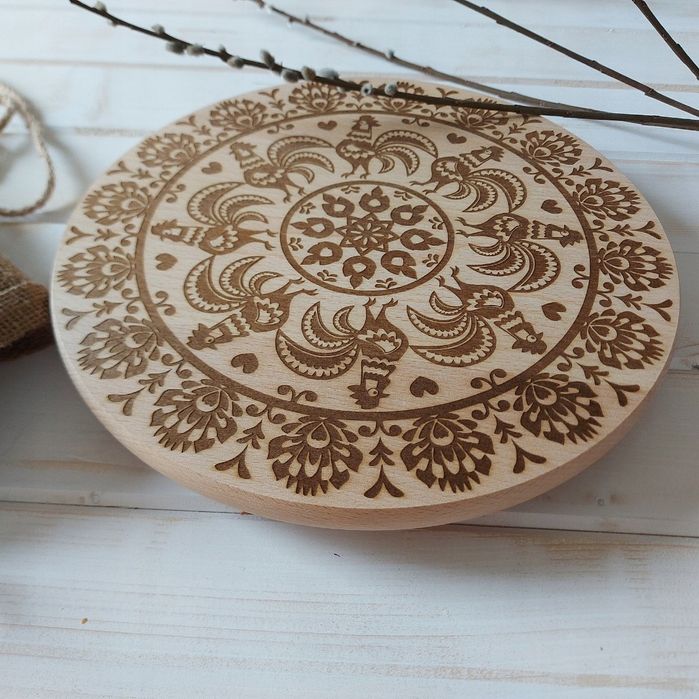 Deska Obrotowa Do Serwowania Przekąsek Talerz Drewniany Folk 30cm